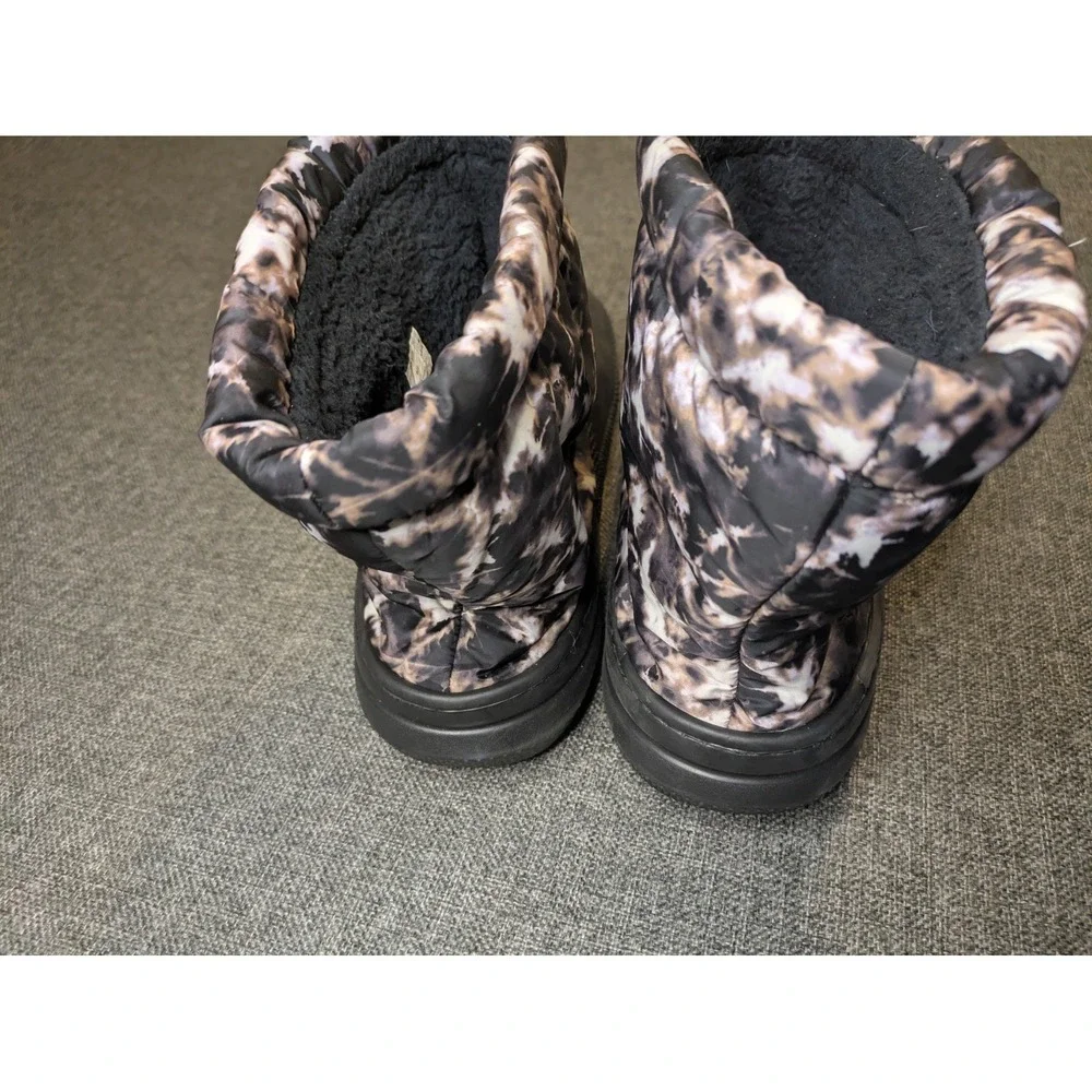 Crocs Black Faux Fur Lined Hybrid Snow Tie Dye Boots Drawstring Men's Size 11